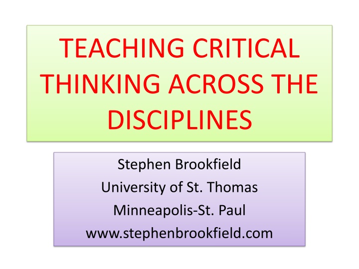 teaching critical thinking across the disciplines