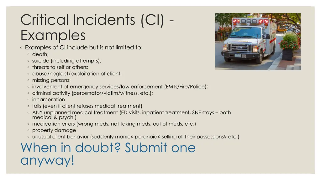 critical incidents ci examples examples