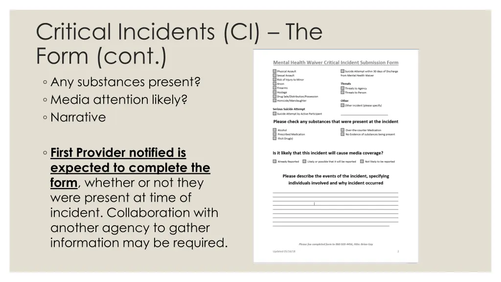 critical incidents ci the form cont