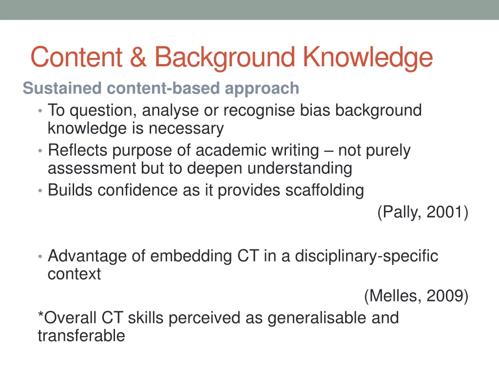 content background knowledge sustained content