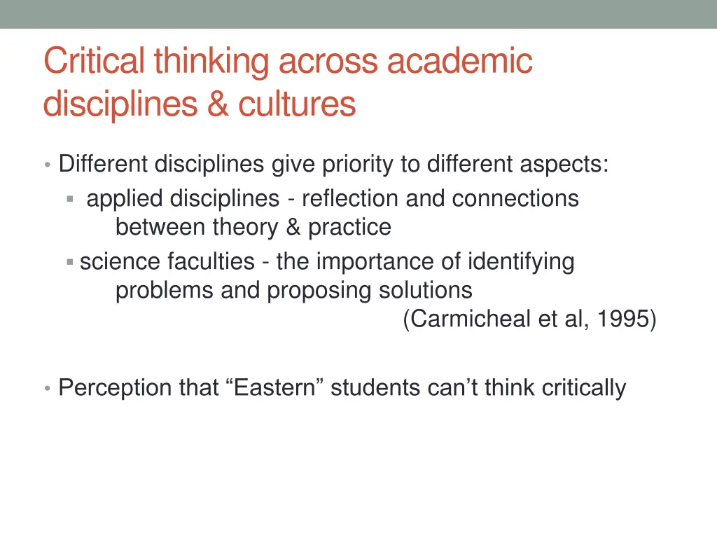 critical thinking across academic disciplines