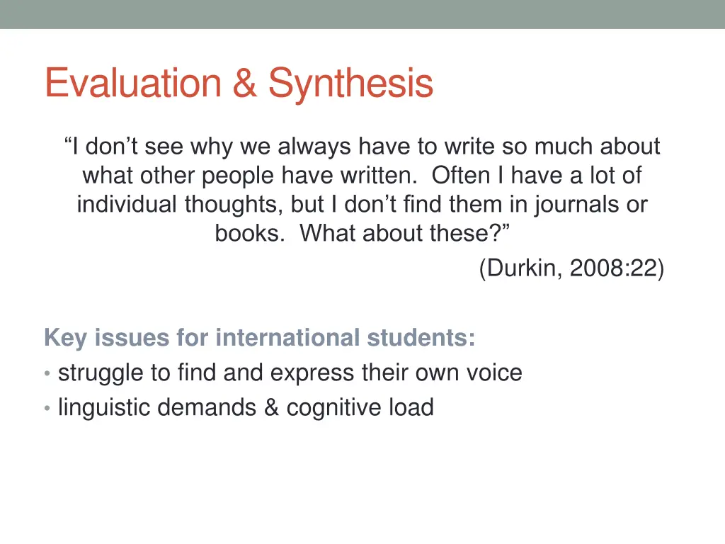 evaluation synthesis