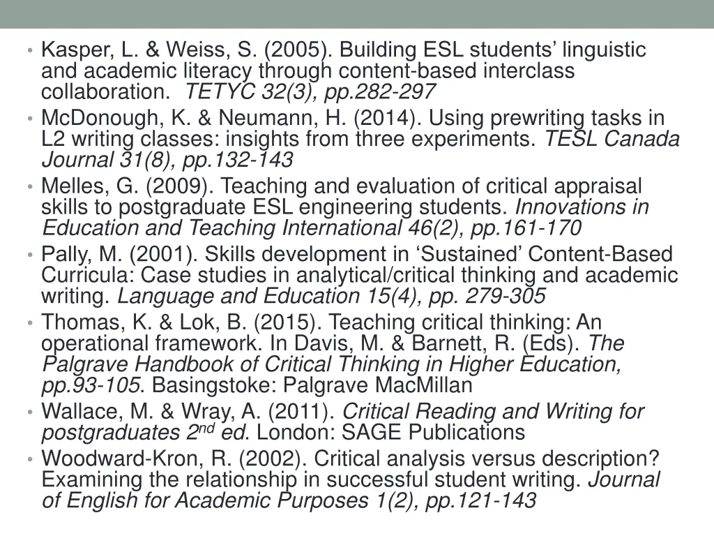 kasper l weiss s 2005 building esl students