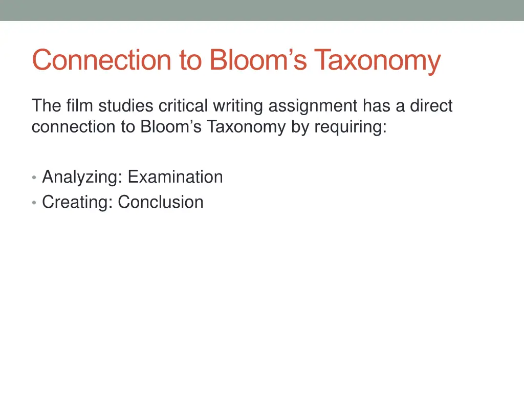 connection to bloom s taxonomy