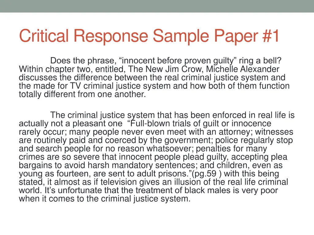 critical response sample paper 1