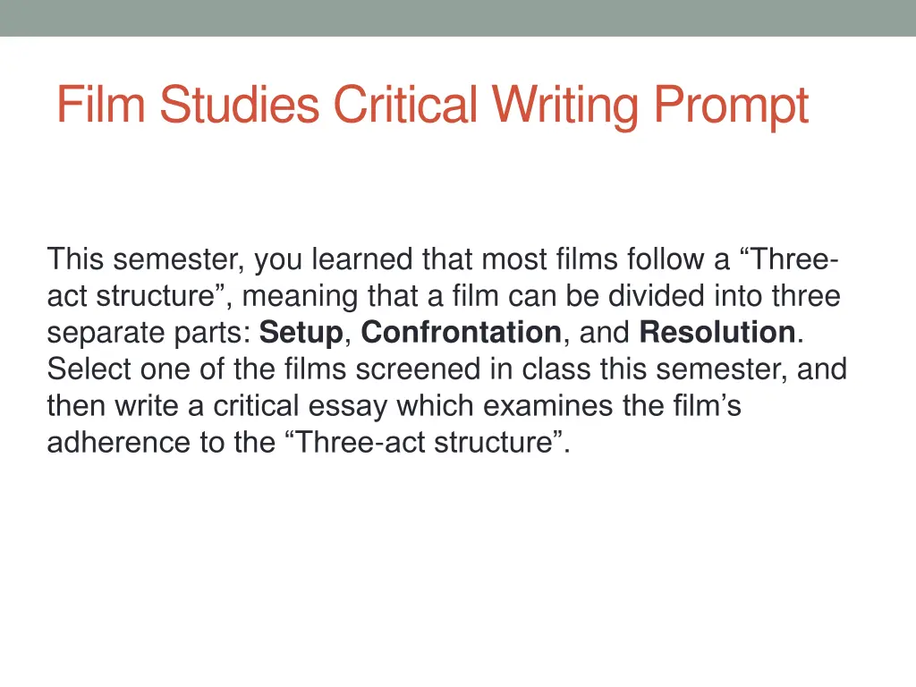 film studies critical writing prompt