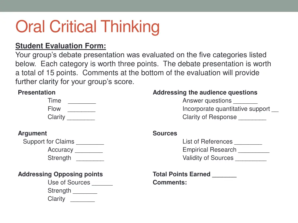 oral critical thinking