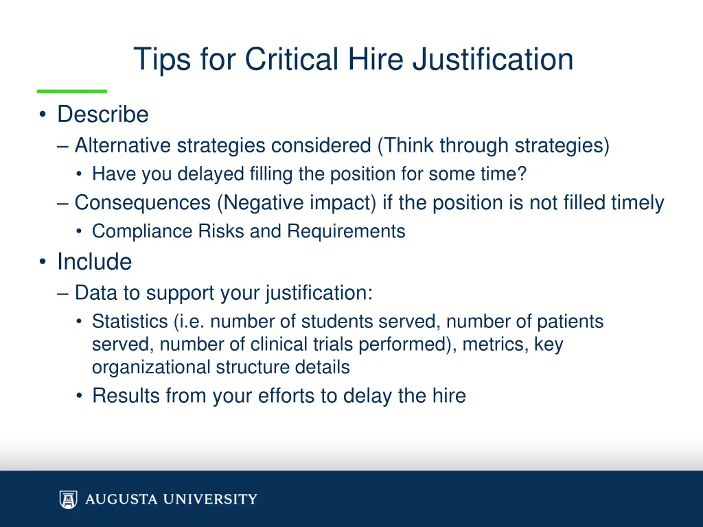 tips for critical hire justification 1