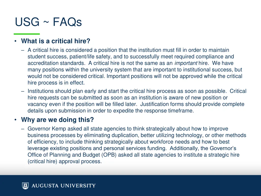 usg faqs