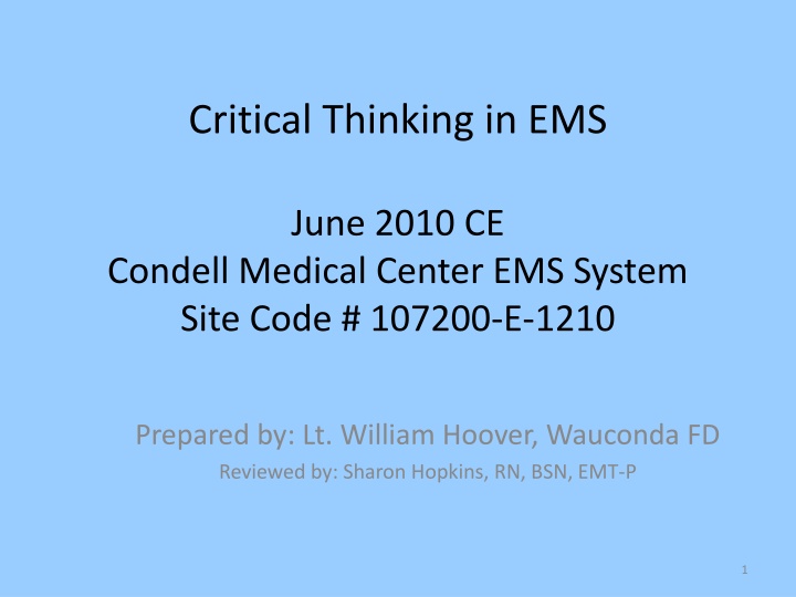 critical thinking in ems