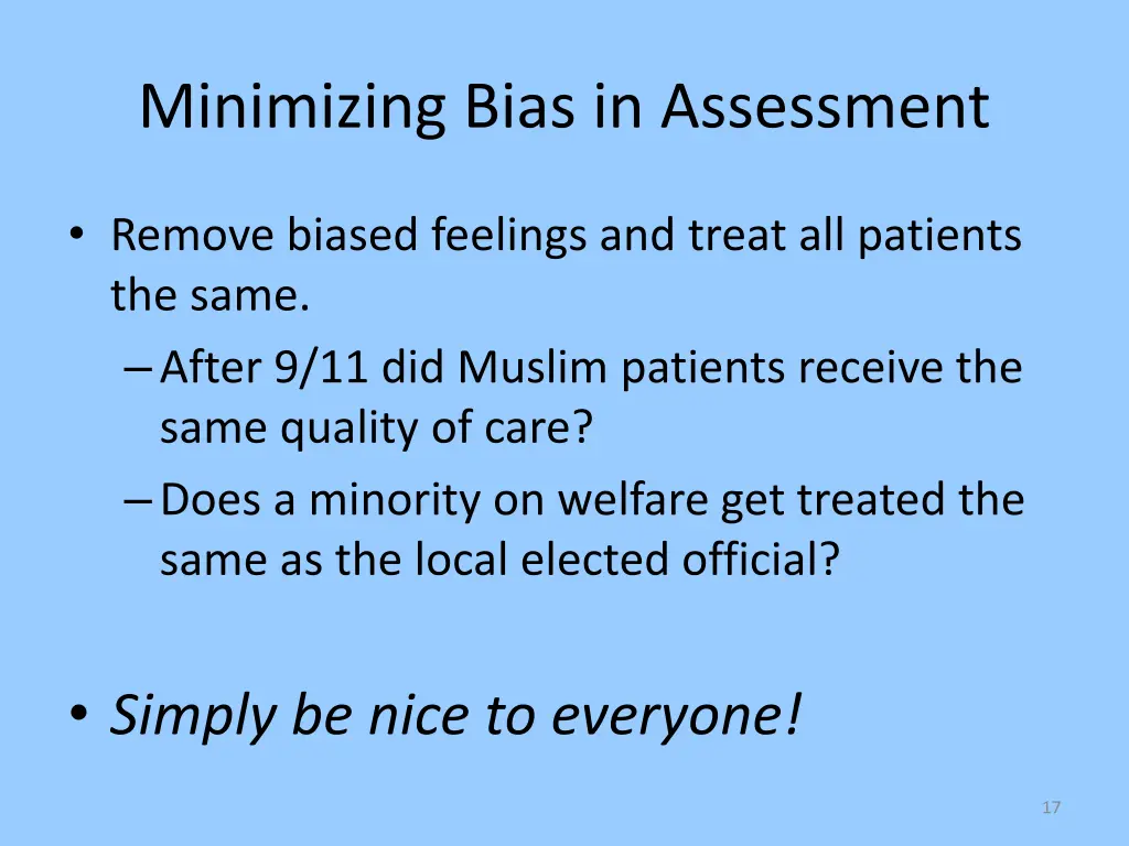 minimizing bias in assessment 1