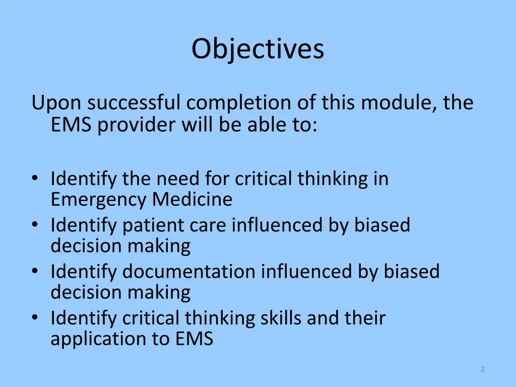 objectives