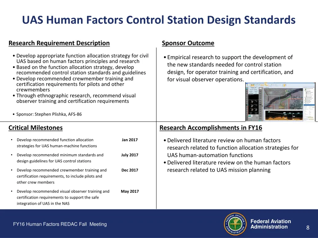 uas human factors control station design standards