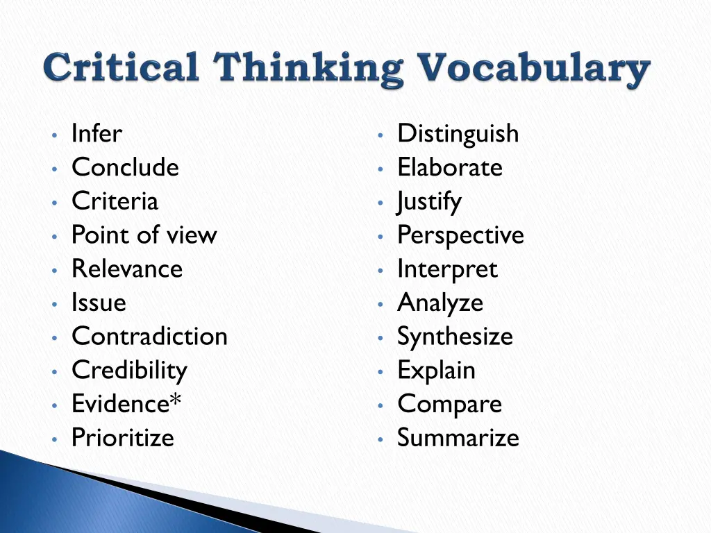 infer conclude criteria point of view relevance