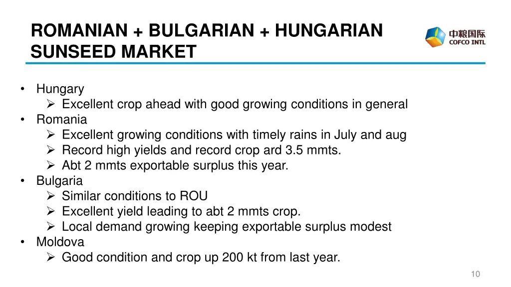 romanian bulgarian hungarian sunseed market