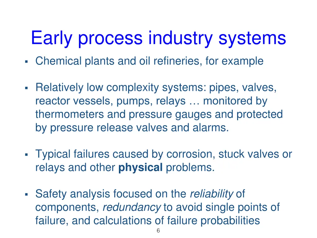 early process industry systems