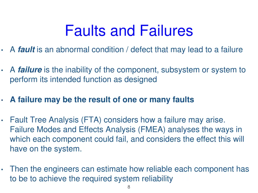 faults and failures