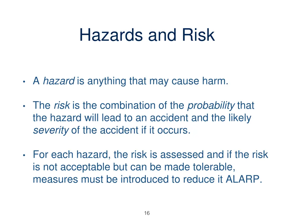 hazards and risk