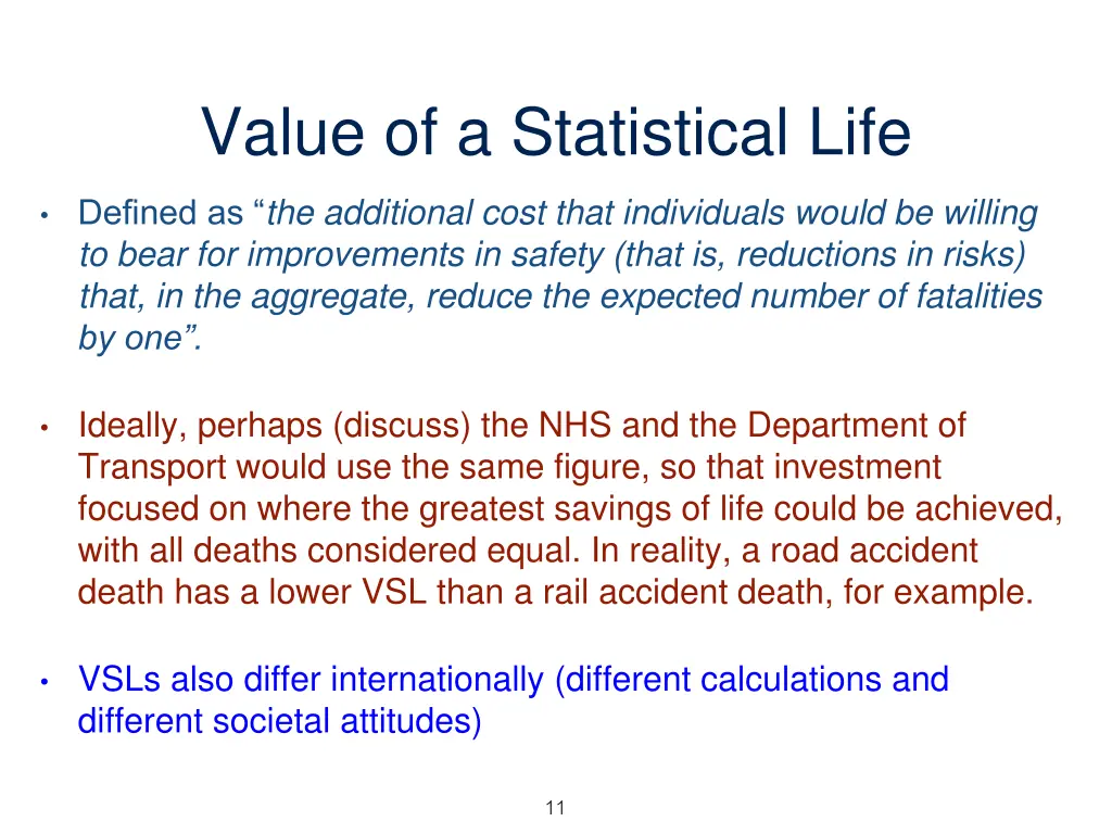 value of a statistical life