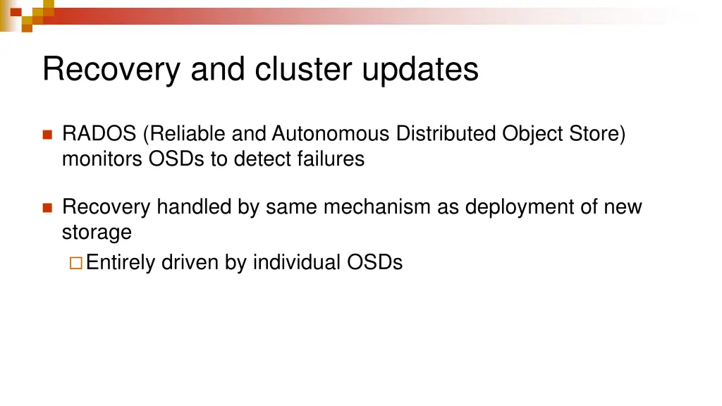 recovery and cluster updates