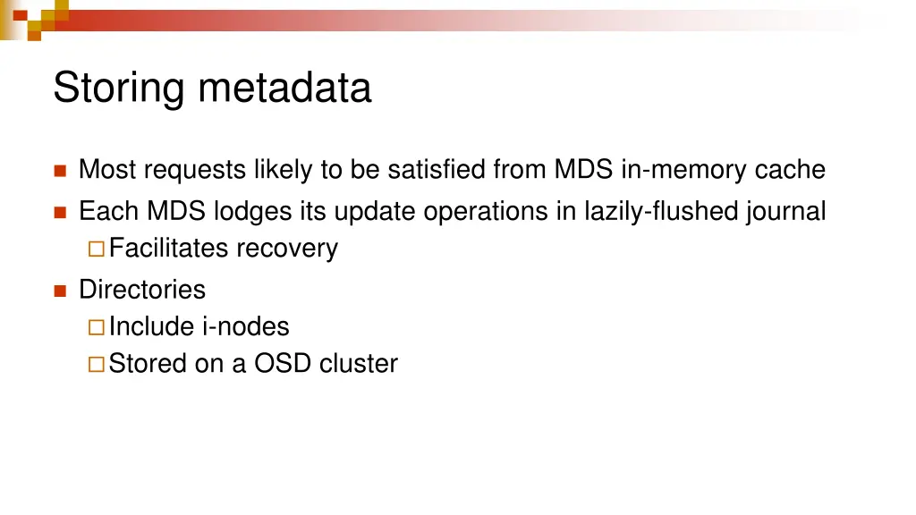 storing metadata