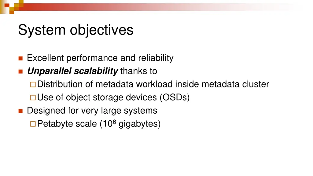 system objectives