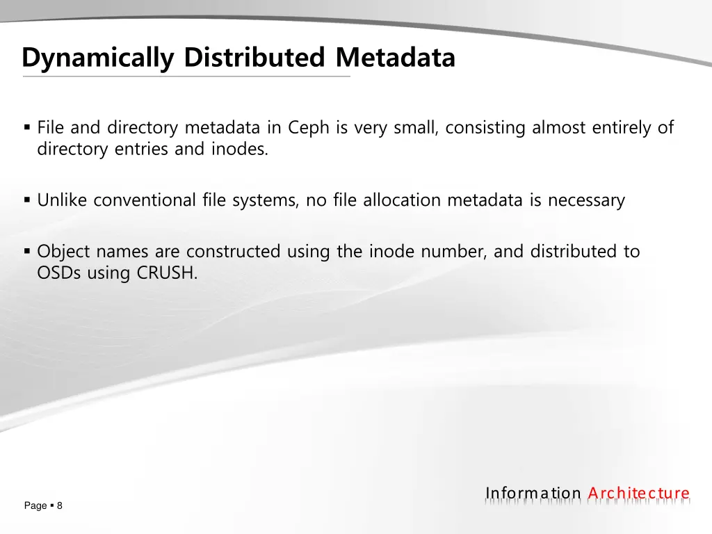 dynamically distributed metadata