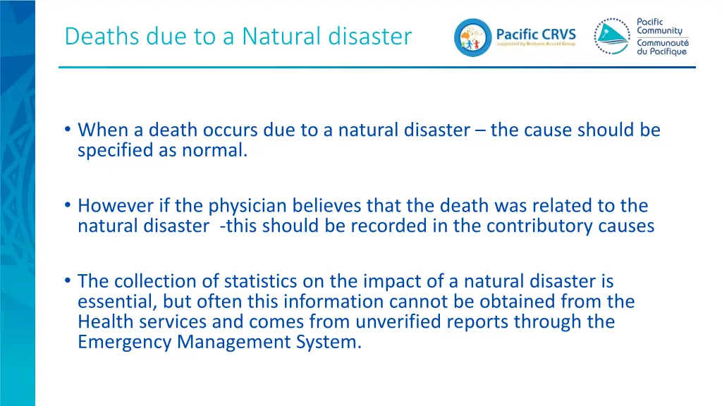 deaths due to a natural disaster