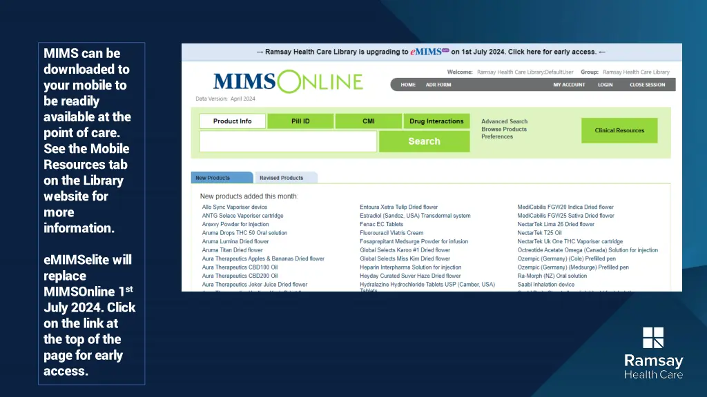 mims can be downloaded to your mobile