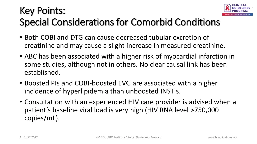 key points key points special considerations