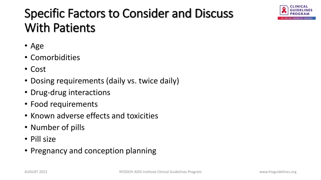 specific factors to consider and discuss specific