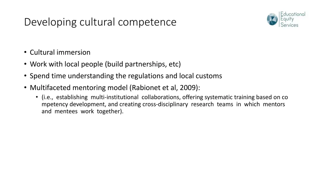 developing cultural competence