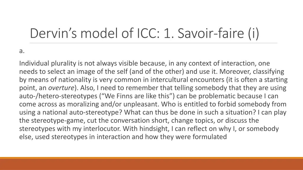 dervin s model of icc 1 savoir faire i 1