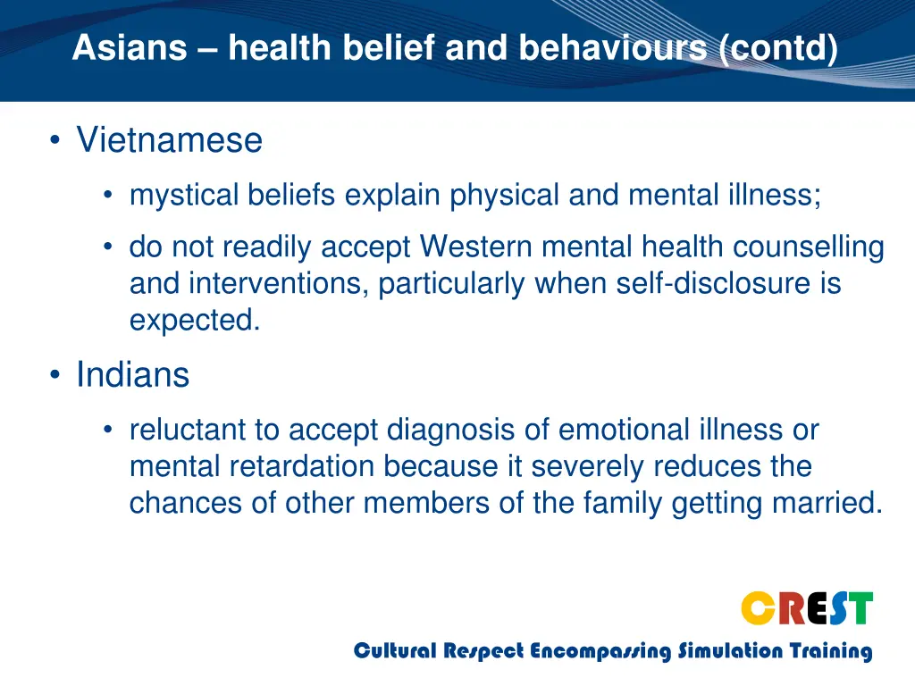 asians health belief and behaviours contd