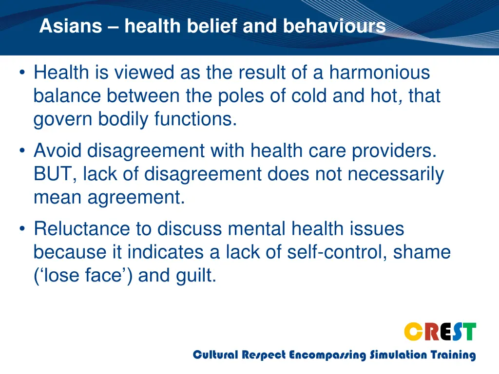 asians health belief and behaviours