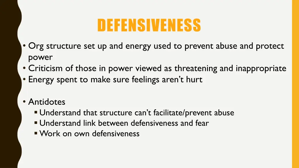 defensiveness