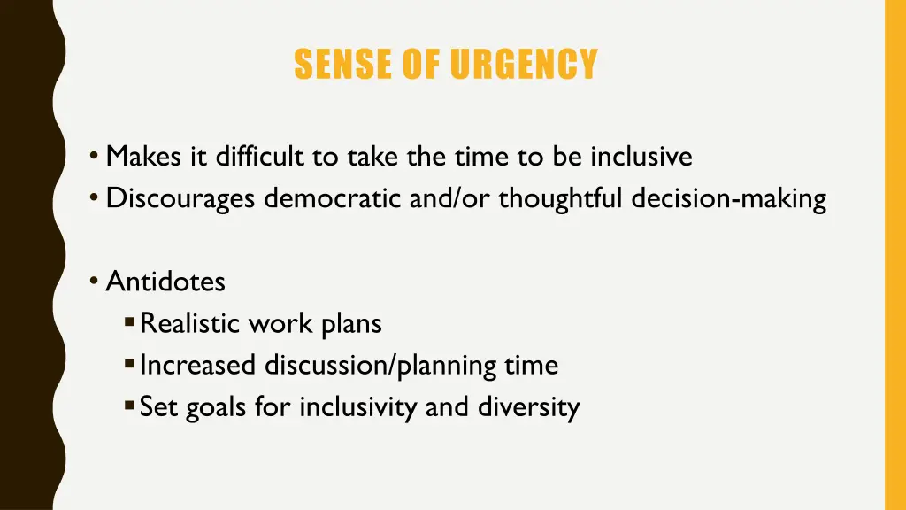 sense of urgency