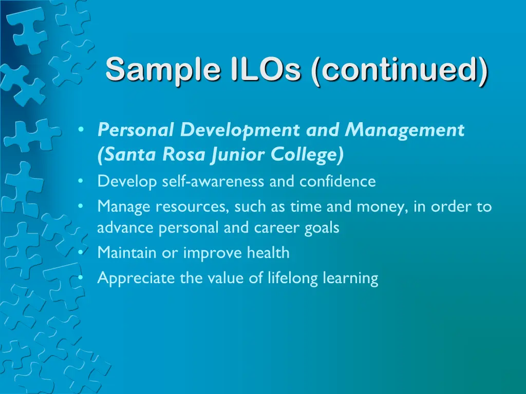 sample ilos continued