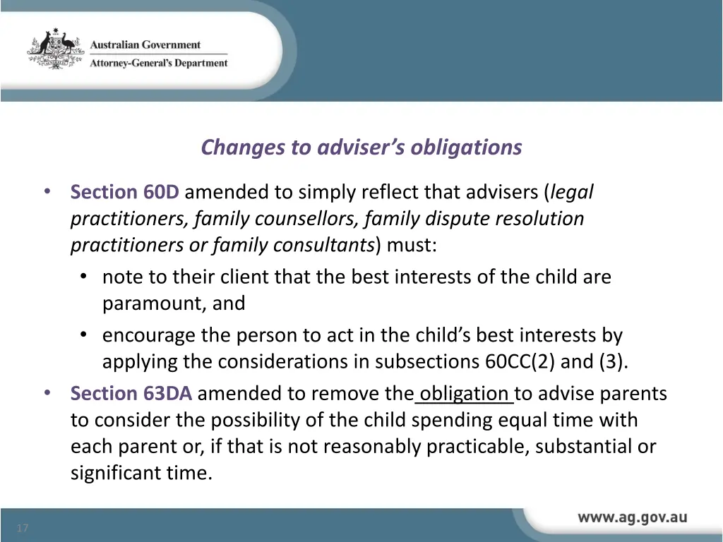 changes to adviser s obligations