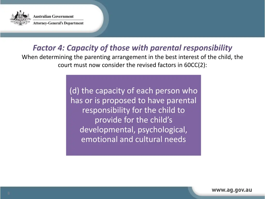 factor 4 capacity of those with parental