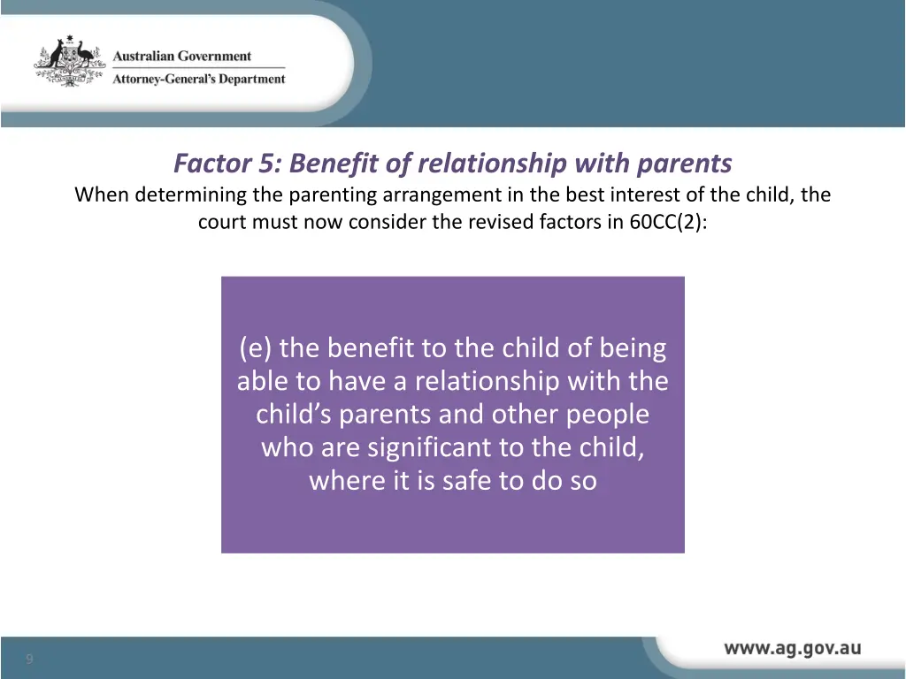 factor 5 benefit of relationship with parents