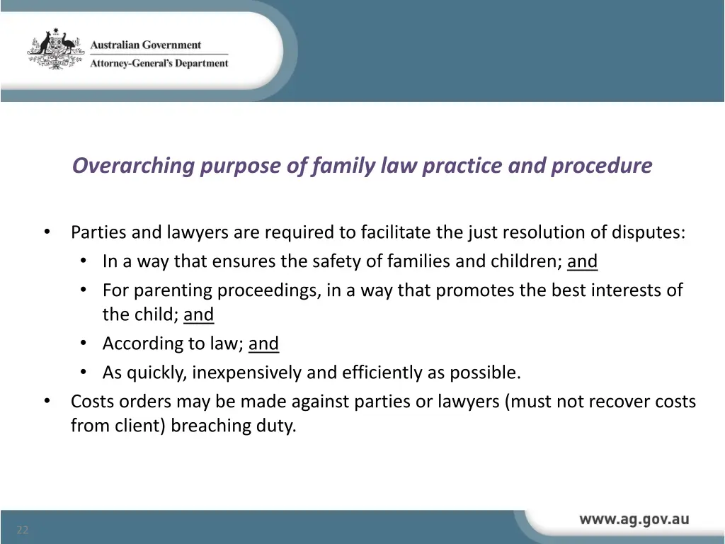 overarching purpose of family law practice