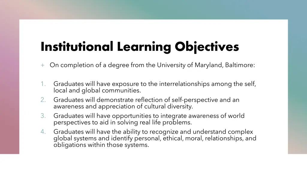 institutional learning objectives