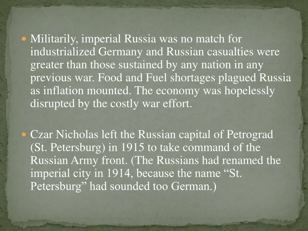 militarily imperial russia was no match