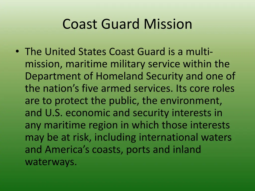 coast guard mission