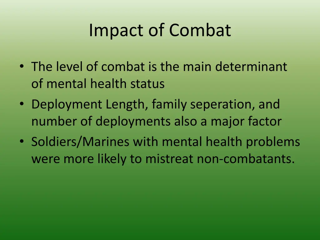 impact of combat