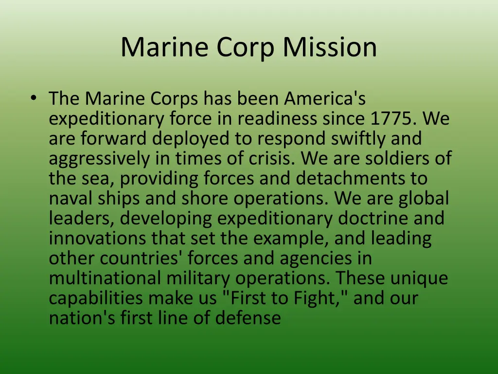 marine corp mission