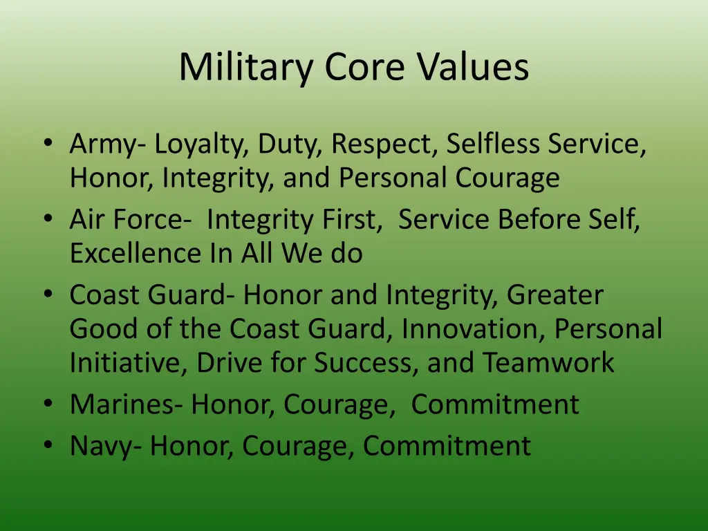 military core values