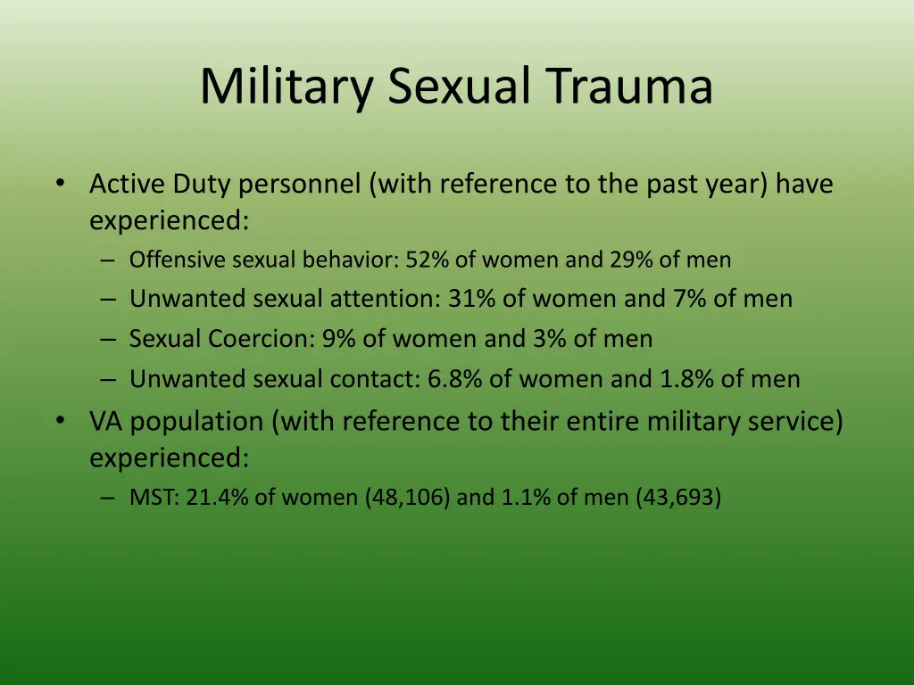 military sexual trauma