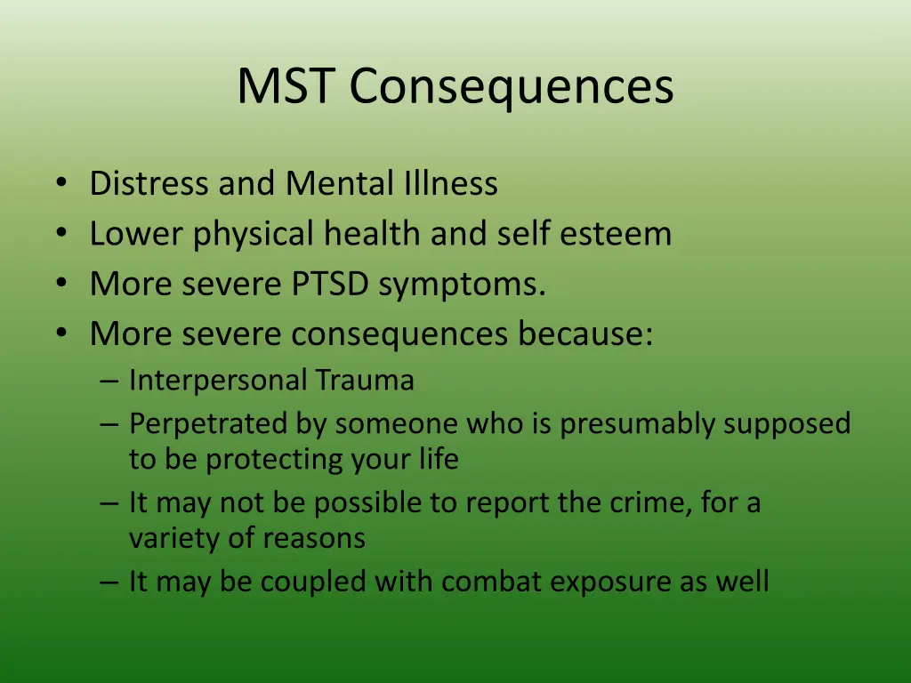 mst consequences